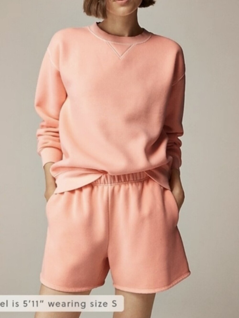 NWT J. Crew Heritage Fleece Salmon Pink Cotton Blend Lounge Sweat Shorts Size S